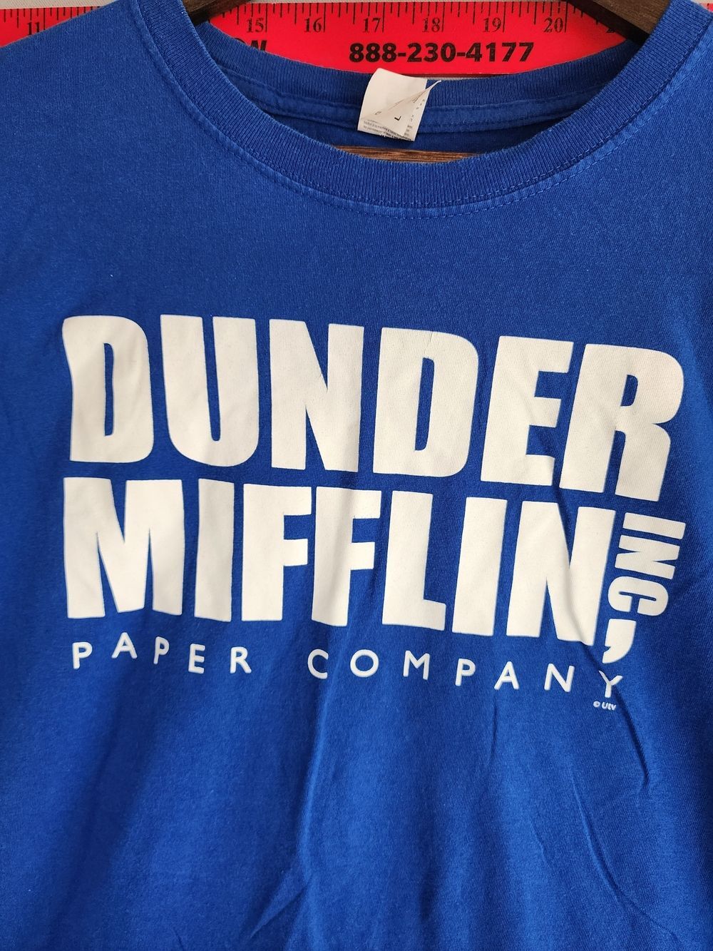 The Office Dunder Mifflin Bright Blue Graphic Tee with White Print